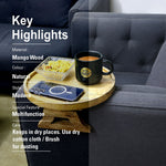 Multipurpose Wooden Sofa Armrest Tray | Flexible Natural Wood Couch Table for Drinks & Snacks