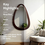 Decorative Hanging Mirror With Wooden Frame For Bathroom Wall Décor And Living Room