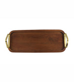 Wooden Serving Tray With Metal Handle - Walnut