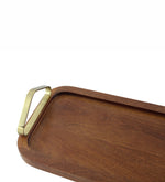 Wooden Serving Tray With Metal Handle - Walnut