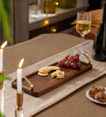 Wooden Serving Tray With Metal Handle - Walnut