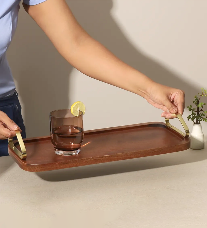Slate Wooden Serving Tray - Walnut