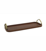 Wooden Serving Tray With Metal Handle - Walnut