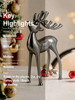 Metal Decorative Accent Reindeer, Small - Silver