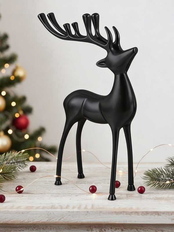 Metal Decorative Accent Reindeer, Large - Black