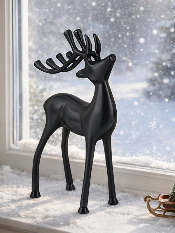 Metal Decorative Accent Reindeer, Small - Black