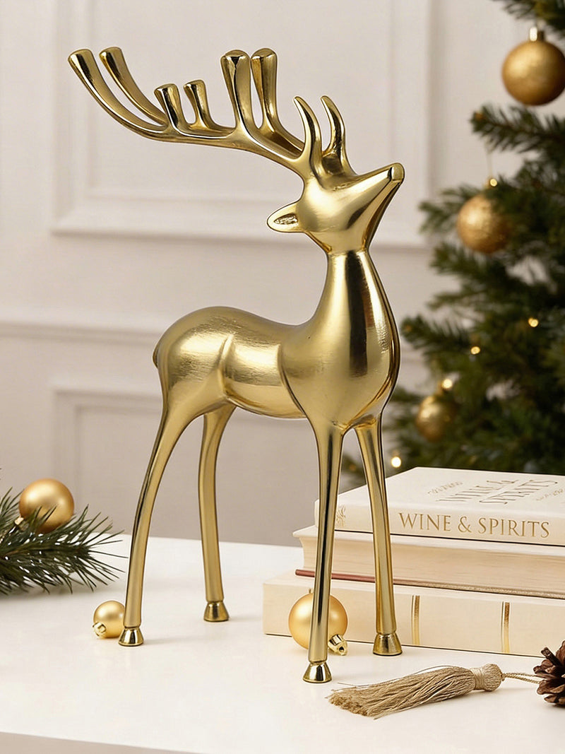 Metal Decorative Accent Reindeer, Large - Gold
