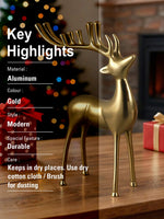 Metal Decorative Accent Reindeer, Large - Gold