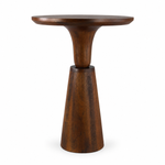 Noiré Sculpt Pedestal Side Table - Brown