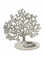 Metalsmith Nickle Finish Coral Tree Sculpture Tea Light Holder on Marble Base