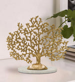 Metalsmith Gold Finish Coral Tree Sculpture Tea Light Holder on Marble Base