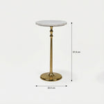 Metal Side Table With Marble Top - Gold & White