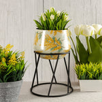 Floral Design Metal Table Planter With Stand For Indoor Plants And Flowers